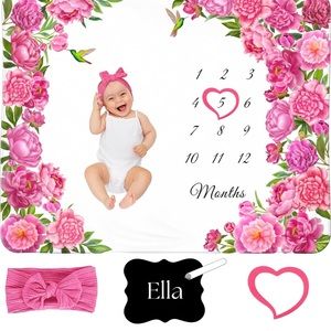 Baby Girl Floral Milestone Blanket